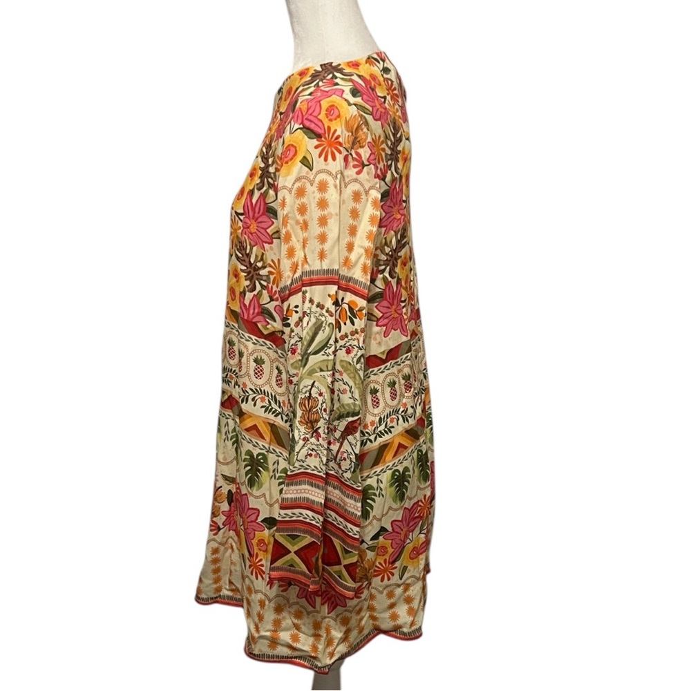 NWT Celina Moon Floral Tunic Mini Dress Large Bell Sleeve Boho Top Pockets - Picture 10 of 12